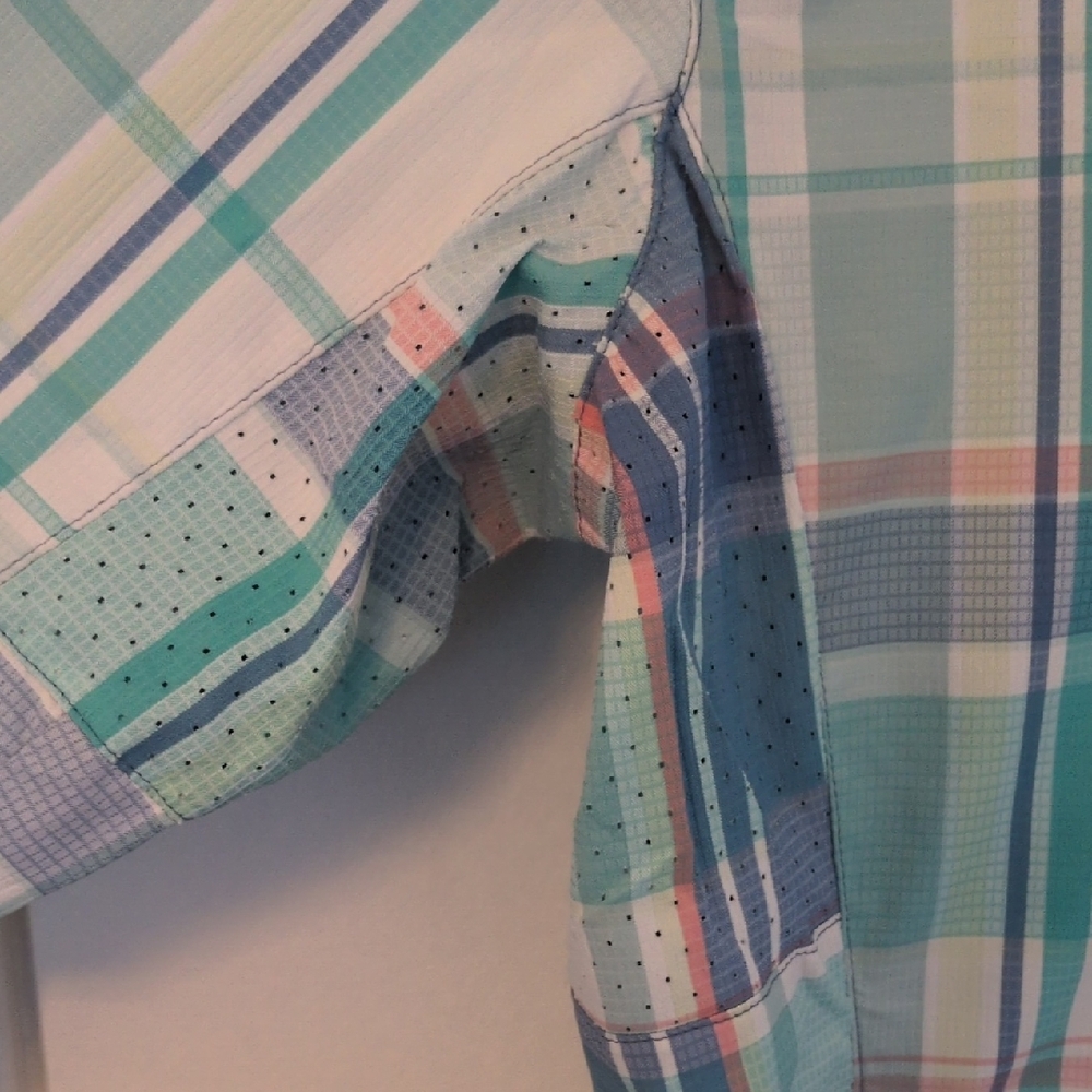 Coolibar Plaid Hoodie - Blue, Green, Pink - Picture 3 of 5